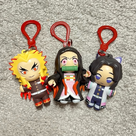 Demon Slayer Set of 3 Keychain Toys - Rengoku, Nezuko, & Shinobu - Picture 1 of 4